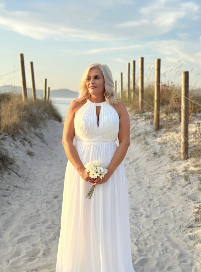 Vestido Novia Halter Espalda