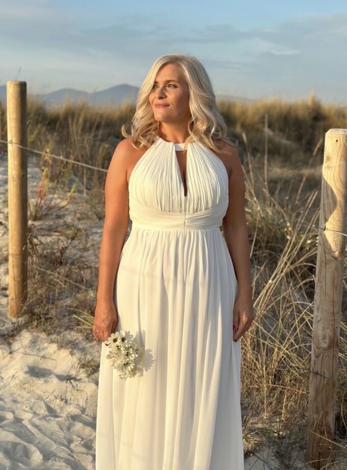 Vestido Novia Halter Espalda
