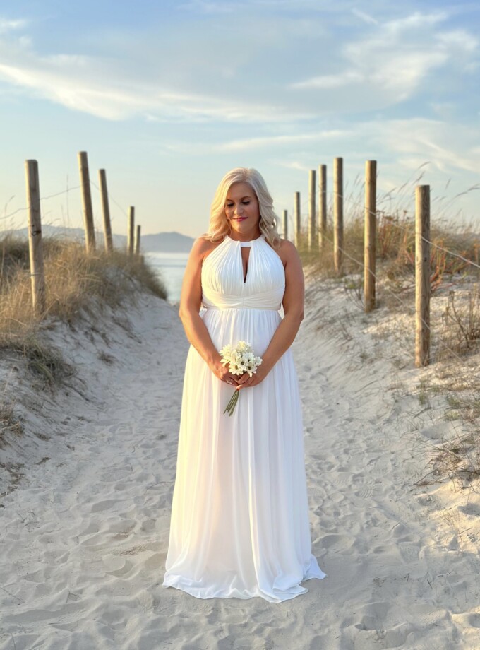 Vestido Novia Halter Espalda