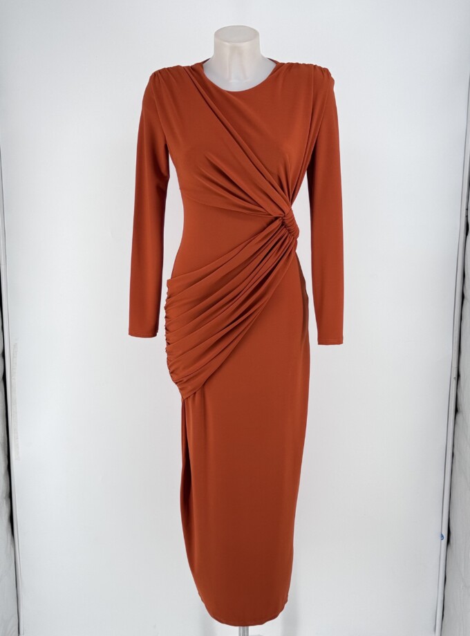 Vestido Drapeado Cintura Mangas