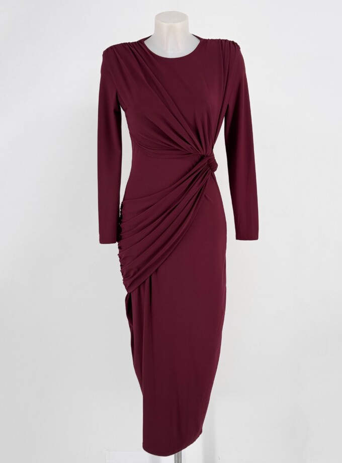 Vestido Drapeado Cintura Mangas