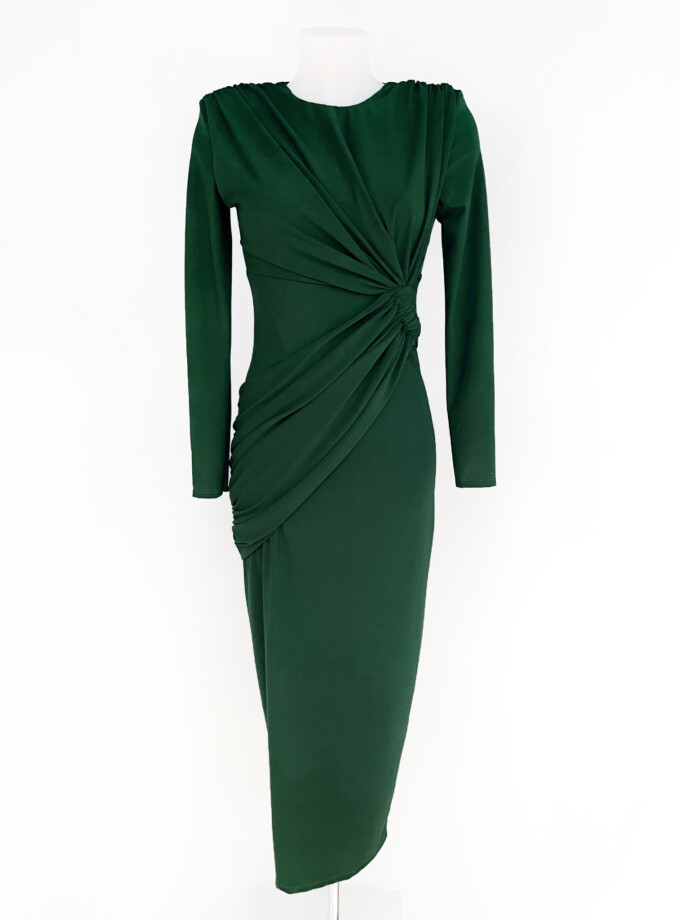 Vestido Drapeado Cintura Mangas