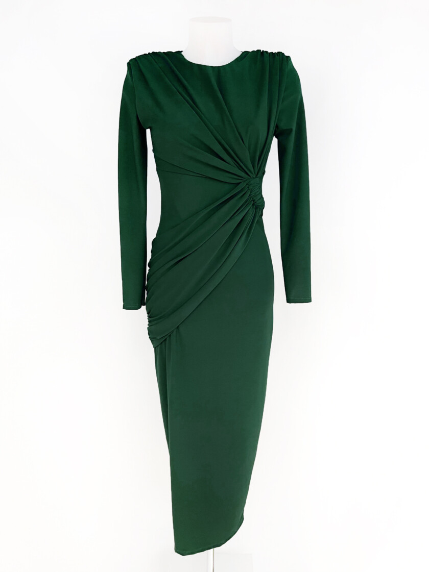 Vestido Drapeado Cintura Mangas