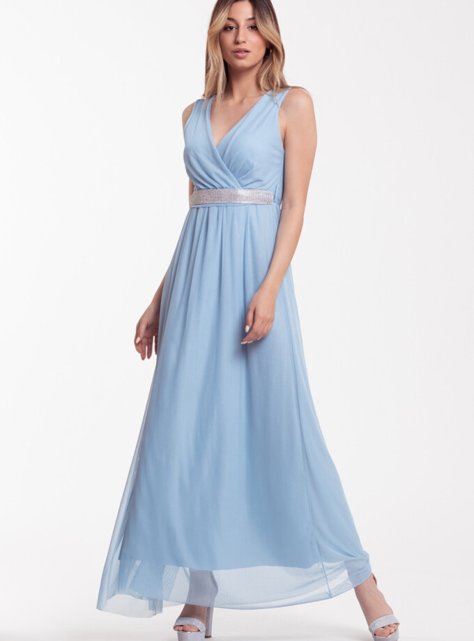 Vestido Tul Basic Cintura Brillos