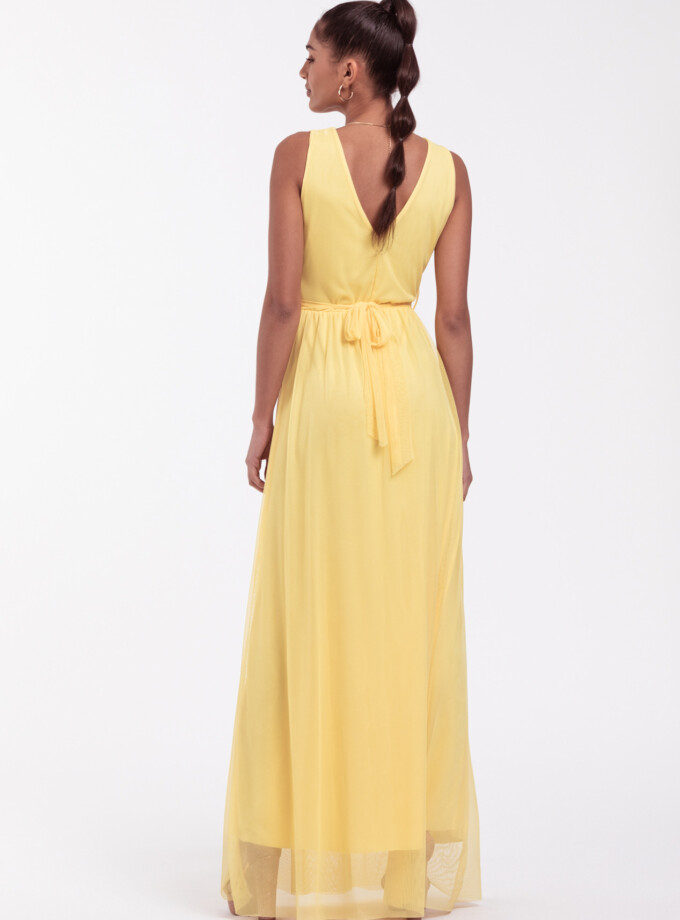 Vestido Tul Basic Cintura Brillos