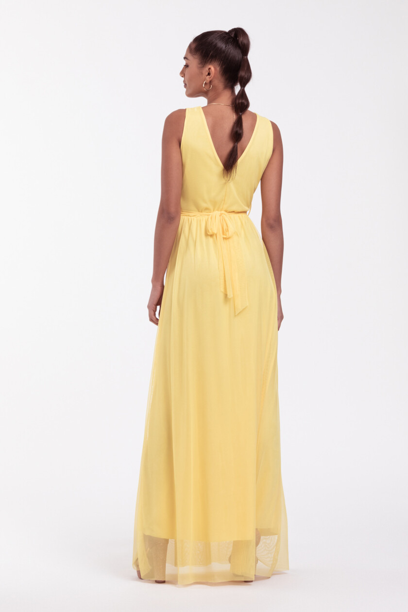 Vestido Tul Basic Cintura Brillos