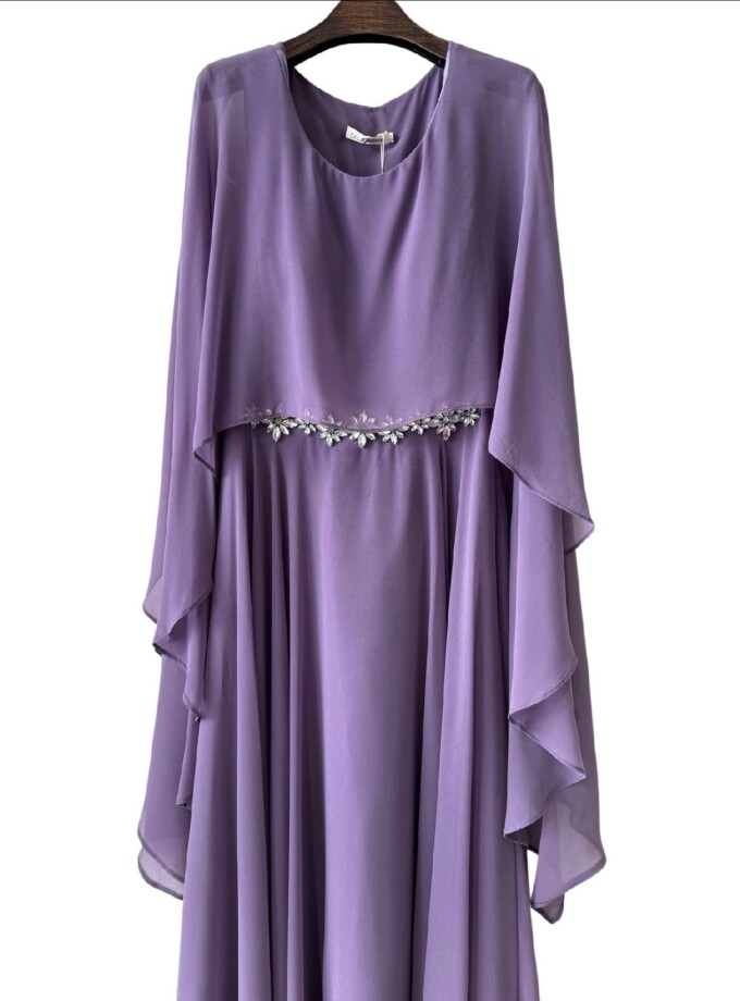 Vestido Capa Larga Aplique Brillos Curvy