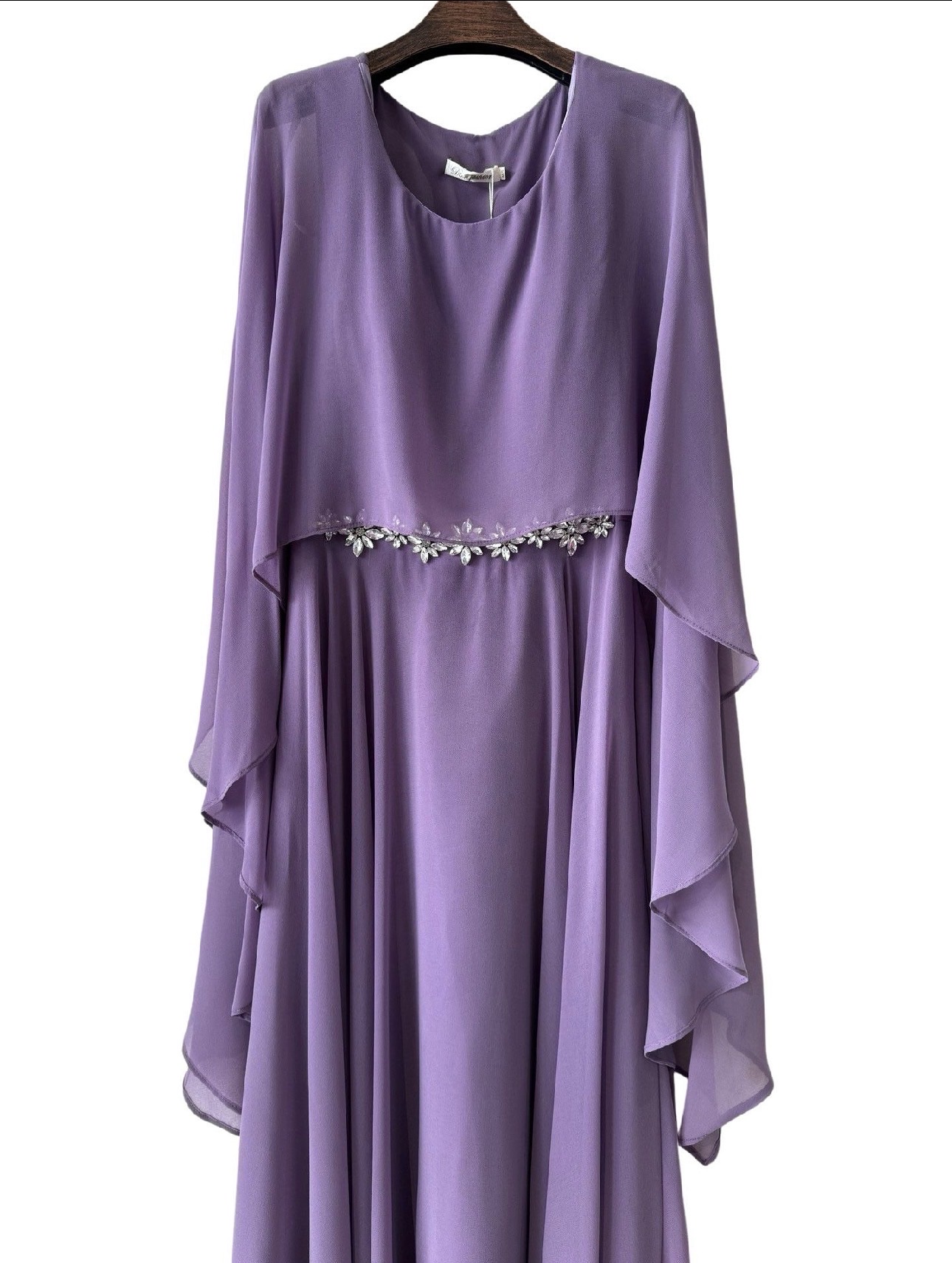 Vestido Capa Larga Aplique Brillos Curvy - Imagen 9