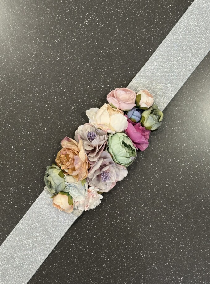 Cinturón Floral Elástico Plata