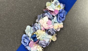 Cinturón Floral Elástico Azul Klein