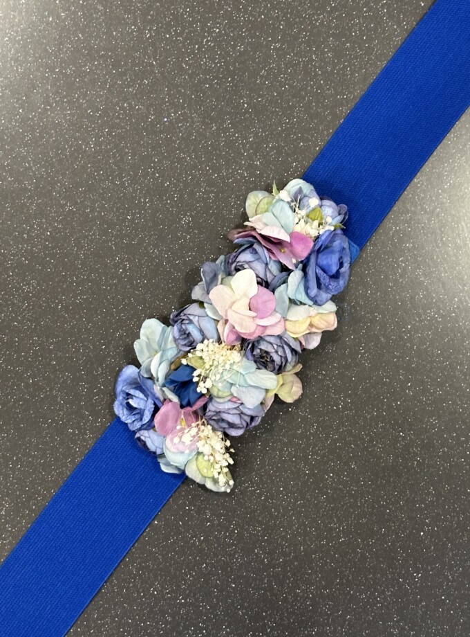 Cinturón Floral Elástico Azul Klein