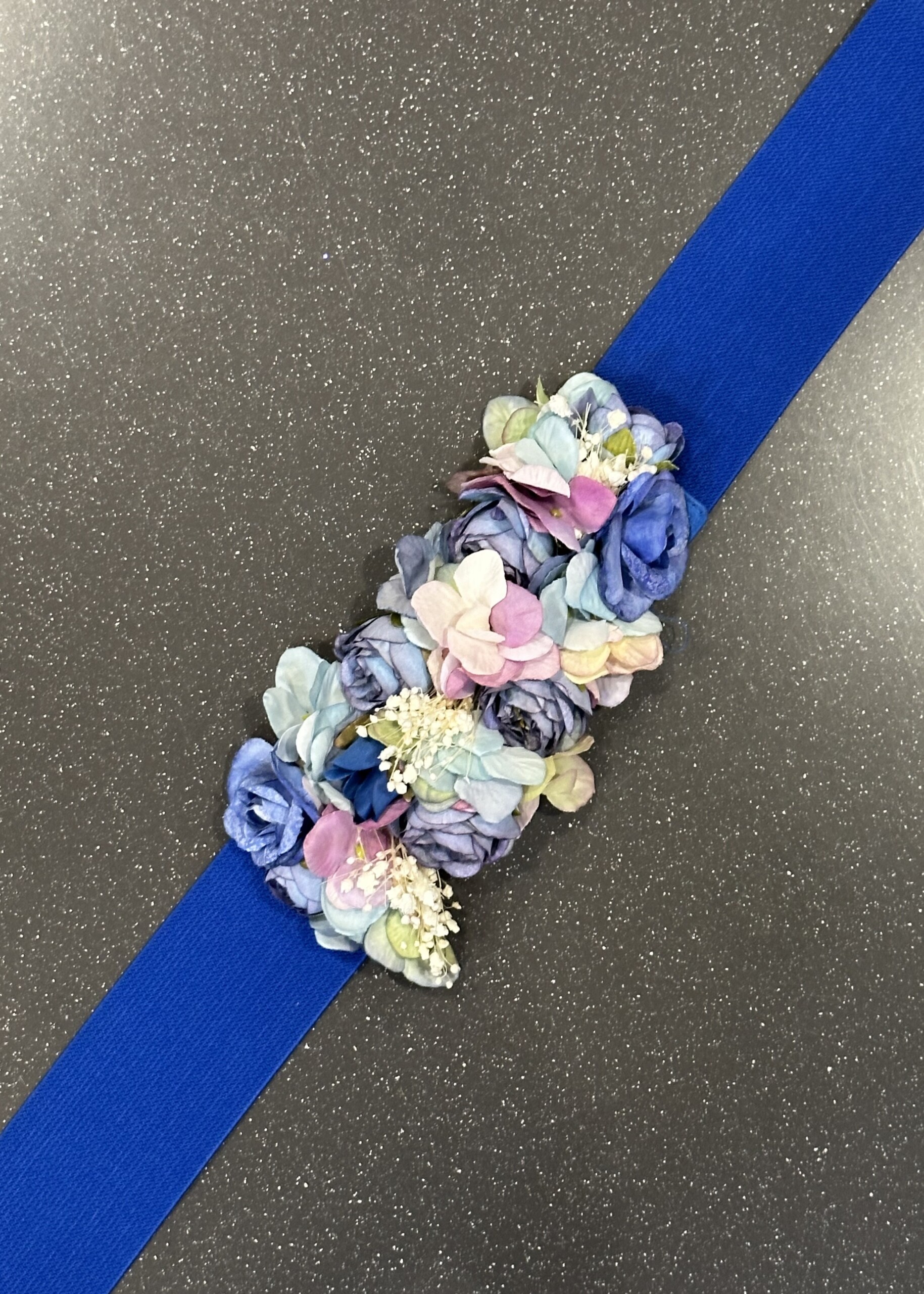 Cinturón Floral Elástico Azul Klein