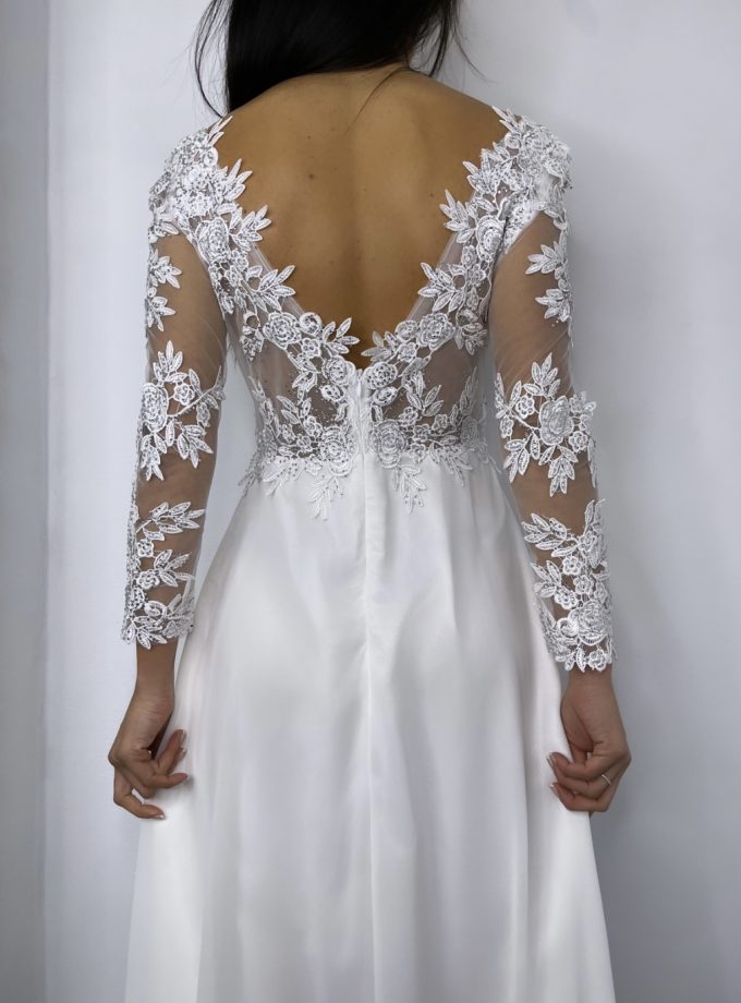 Vestido Dama Mangas Abertura Novia