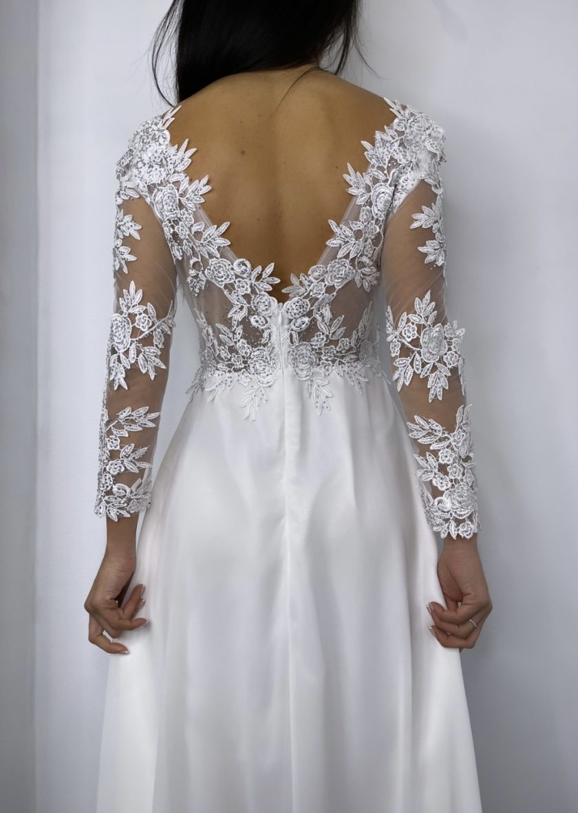 Vestido Dama Mangas Abertura Novia