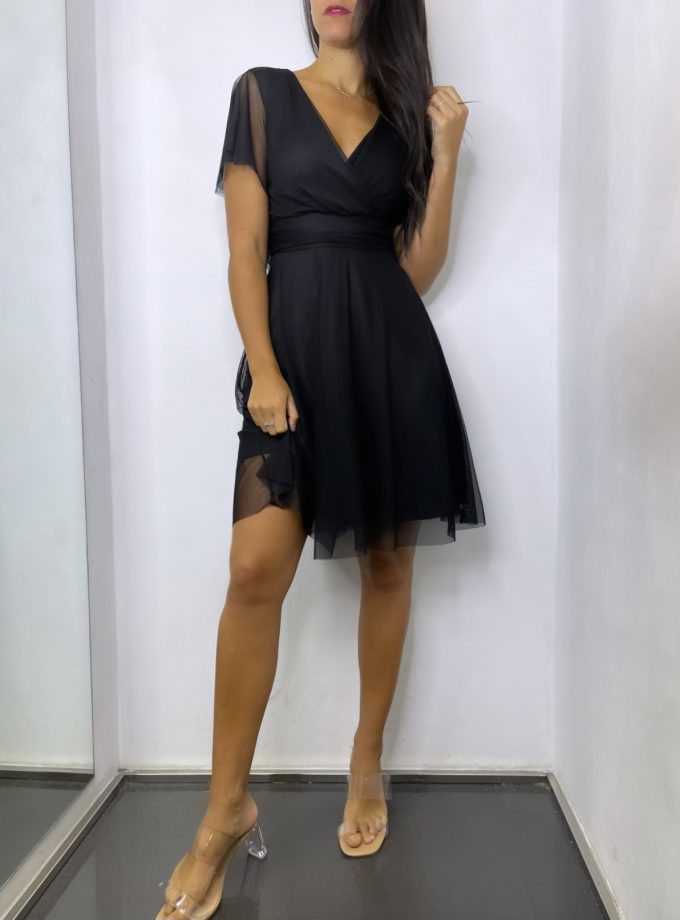 Vestido Tul Mangas Corto