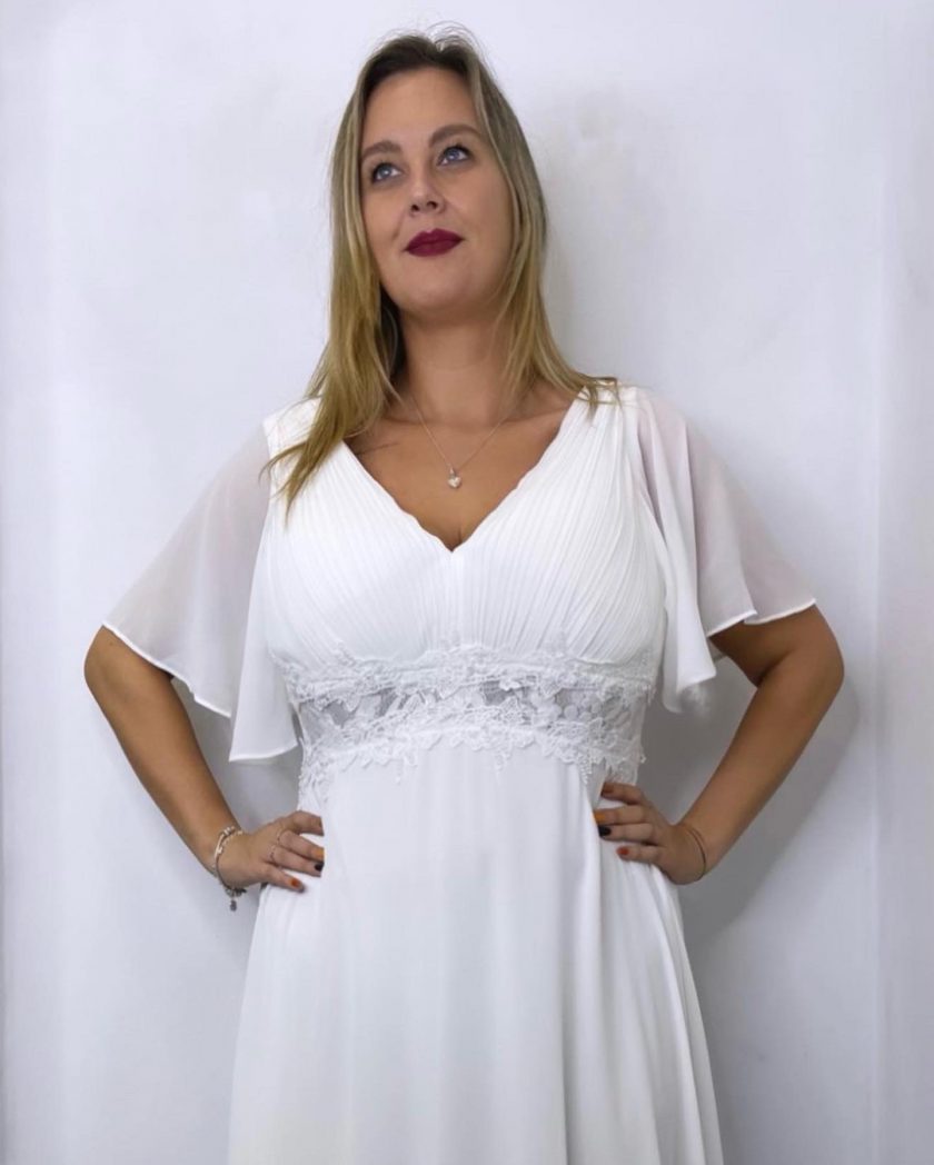 Vestido Curvy Cintura Encaje Novia - Imagen 2