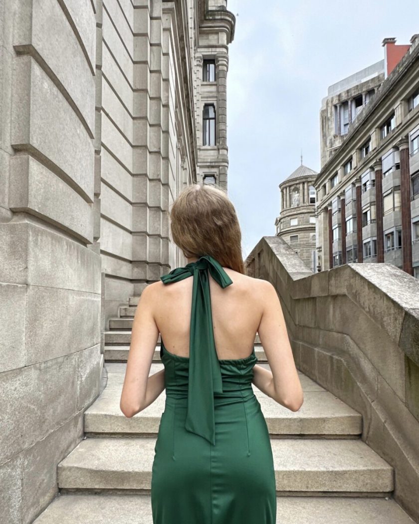 Vestido Seda Halter Drapeado - Imagen 15