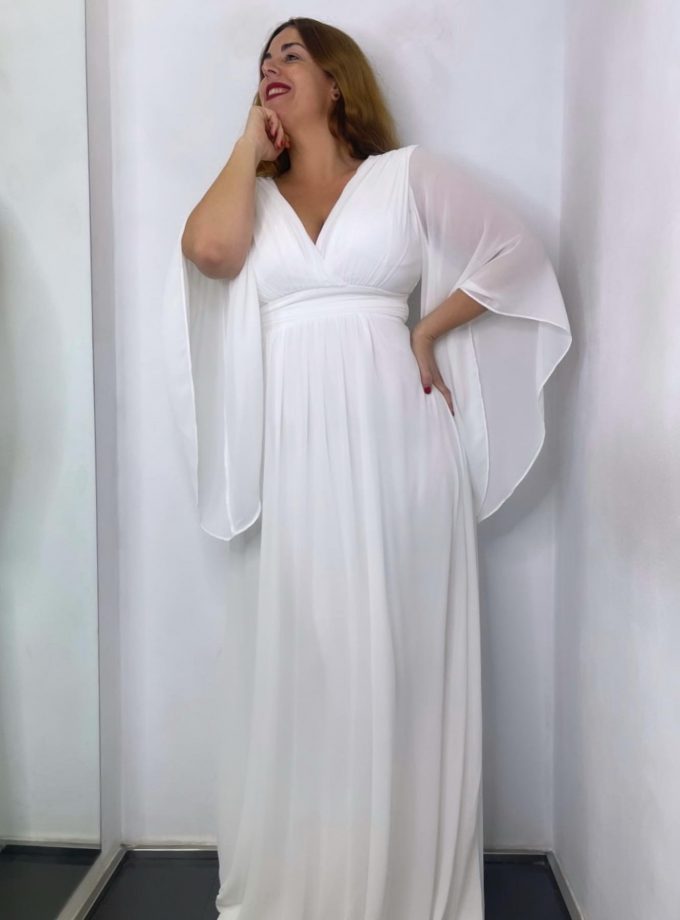 Vestido Gasa Mangas Novia Curvy
