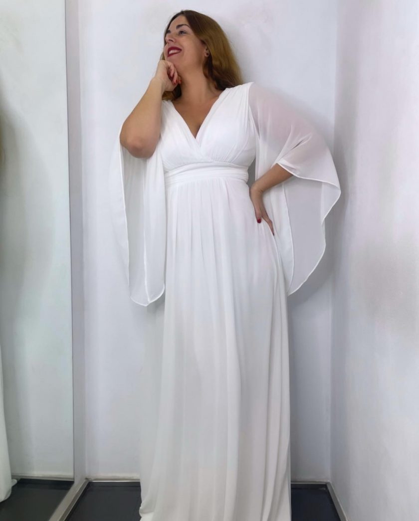 Vestido Gasa Mangas Novia - Imagen 5