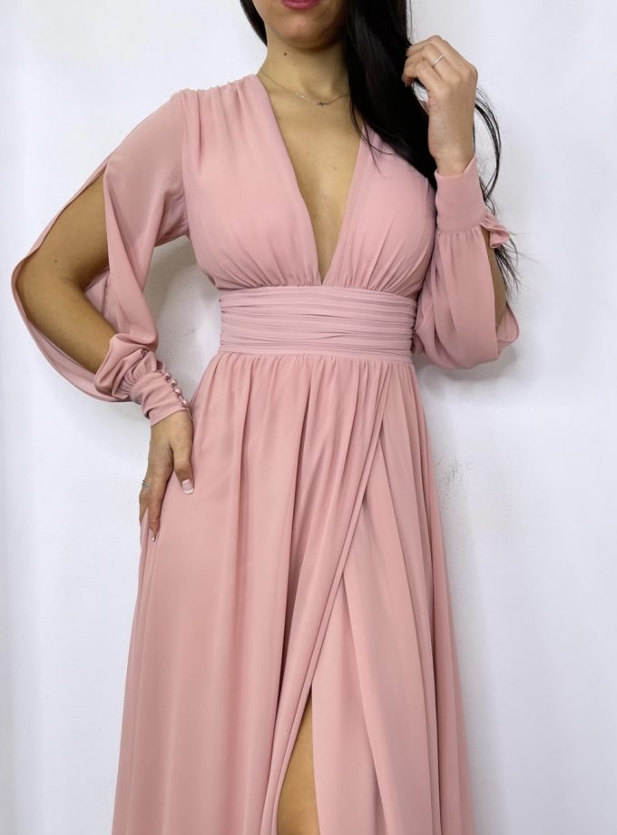 Vestido Gasa Aberturas Mangas