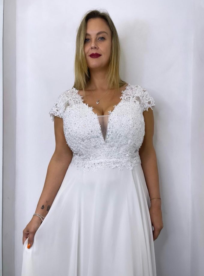 Vestido Encaje Brillos Curvy Novia