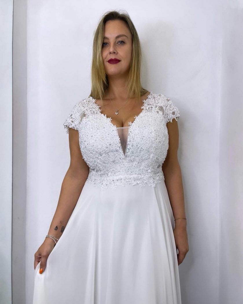 Vestido Encaje Brillos Curvy Novia - Imagen 6