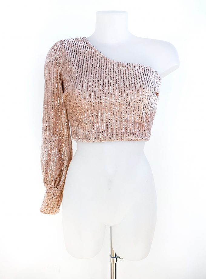 Top Asimétrico Terciopelo Lentejuelas