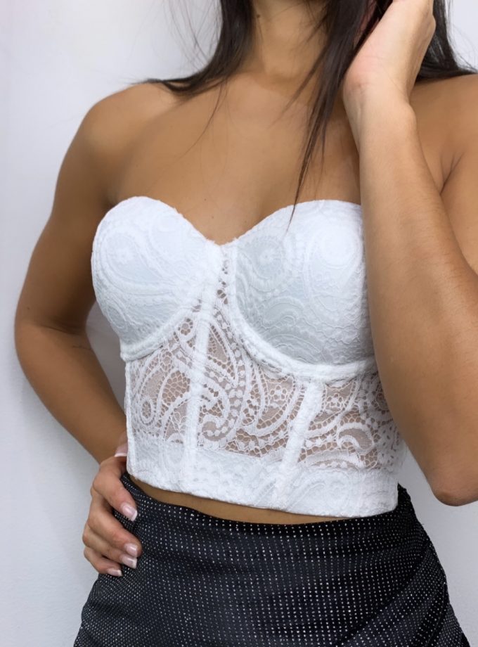Top Corsé Encaje Blanco