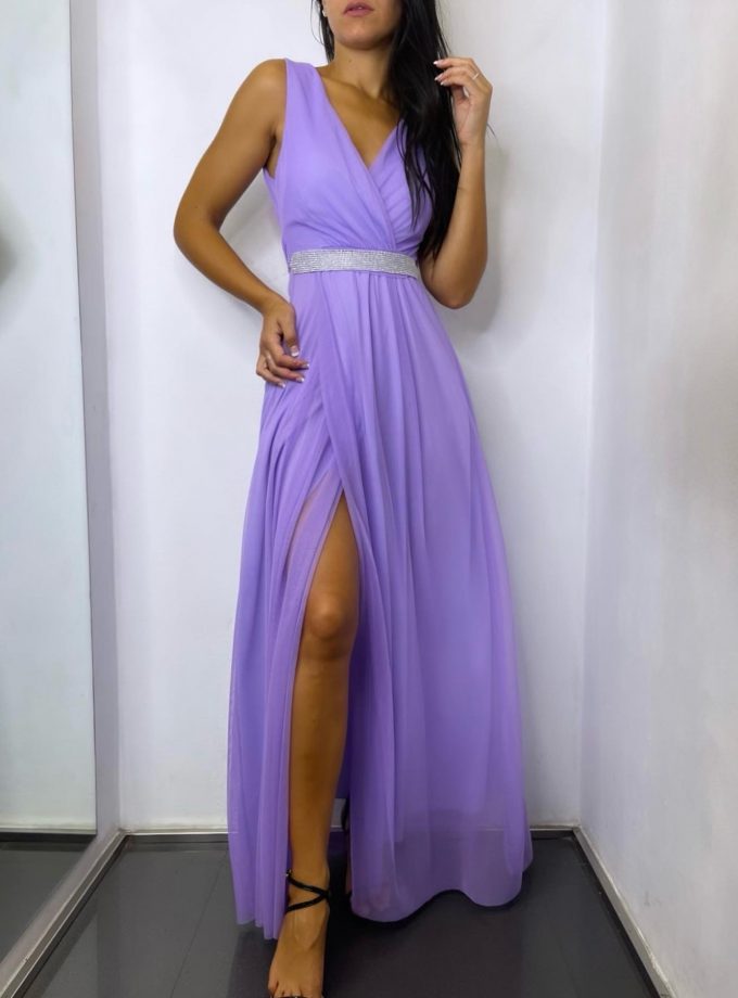 Vestido Tul Basic Cintura Brillos