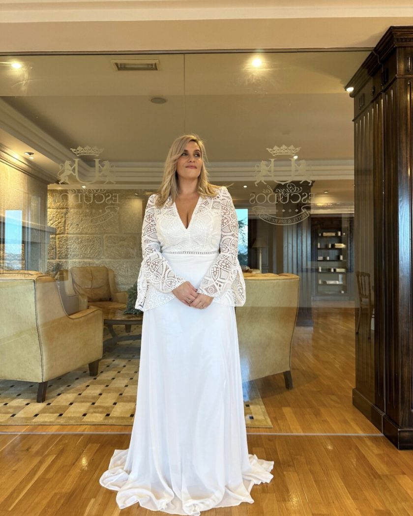 Vestido Ibiza Mangas Volante Novia - Imagen 6