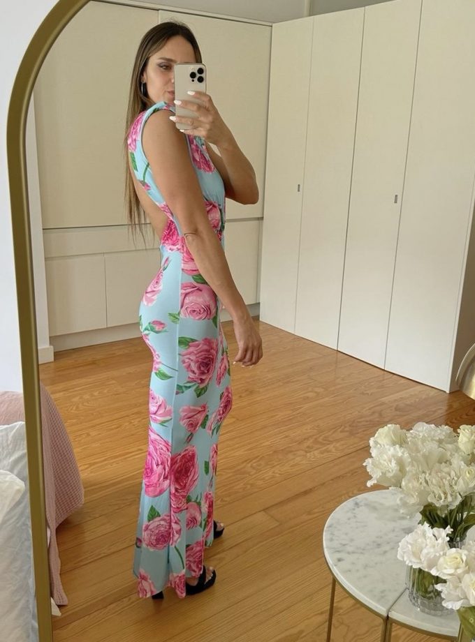 Vestido Estampado Espalda Abierta