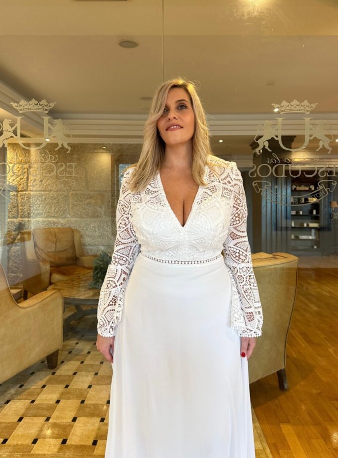 Vestido Ibiza Mangas Volante Novia