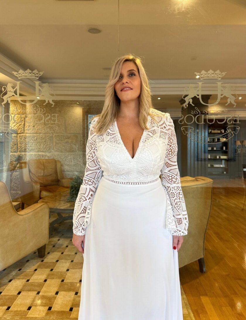 Vestido Ibiza Mangas Volante Novia - Imagen 8