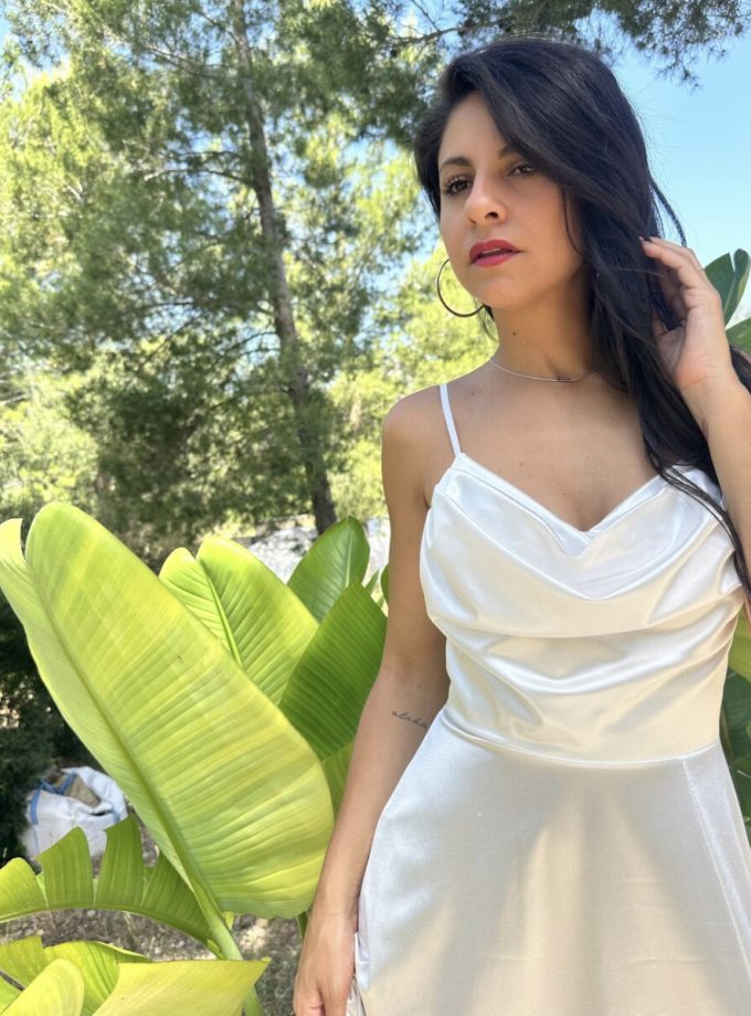 Vestido Seda Drapeado Novia