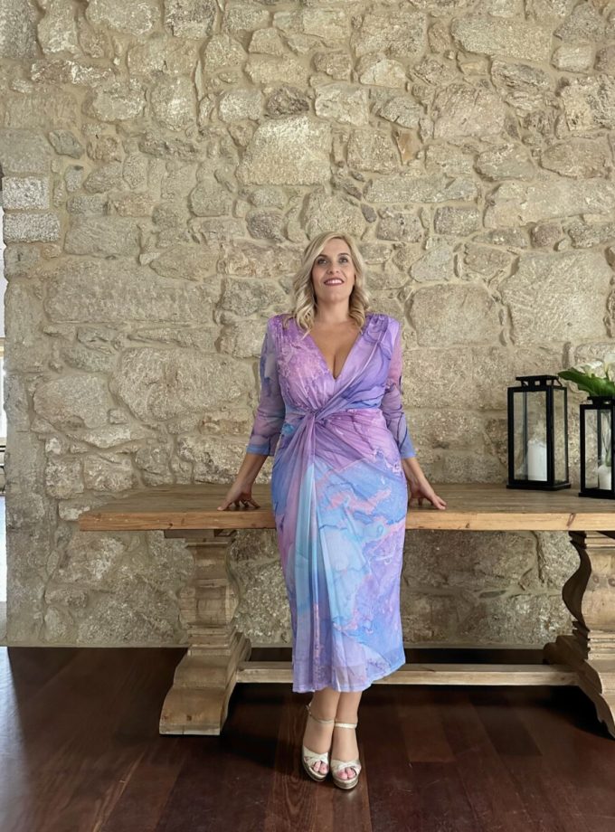 Vestido Estampado Nudo Curvy Midi