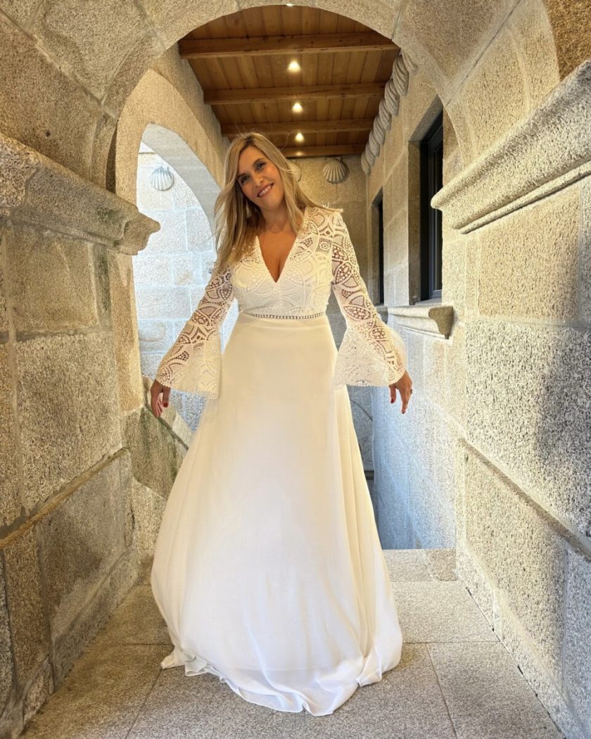 Vestido Ibiza Mangas Volante Novia - Imagen 9