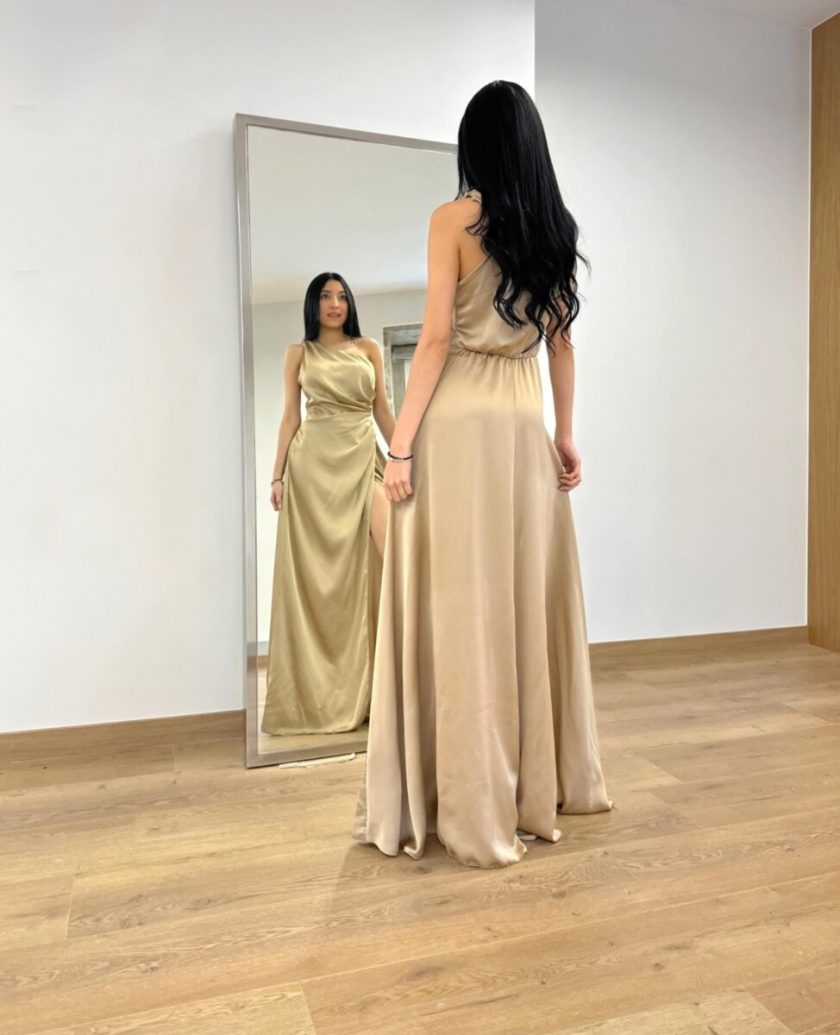 Vestido Asimétrico Seda Cola - Imagen 26