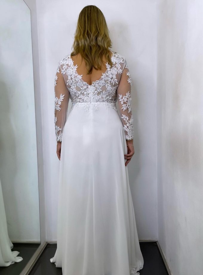 Vestido Dama Mangas Abertura Novia Curvy