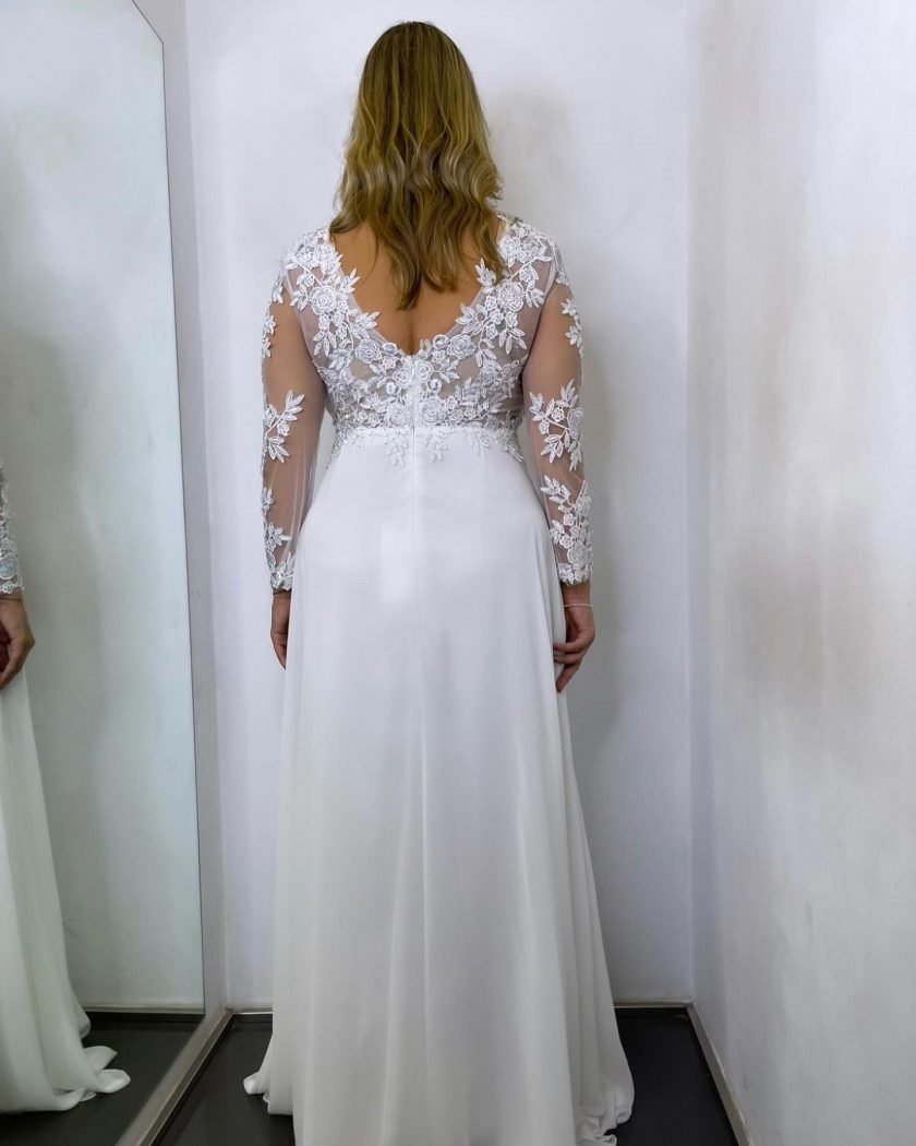 Vestido Dama Mangas Abertura Novia Curvy - Imagen 3