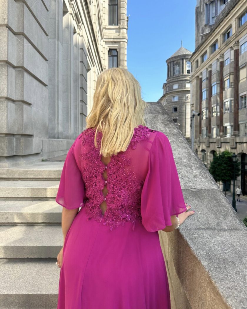Vestido Encaje Espalda Mangas Curvy - Imagen 3