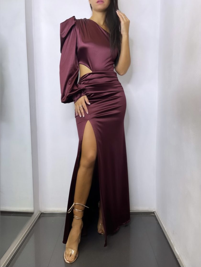 Vestido Seda 1 Manga Abertura - Imagen 4