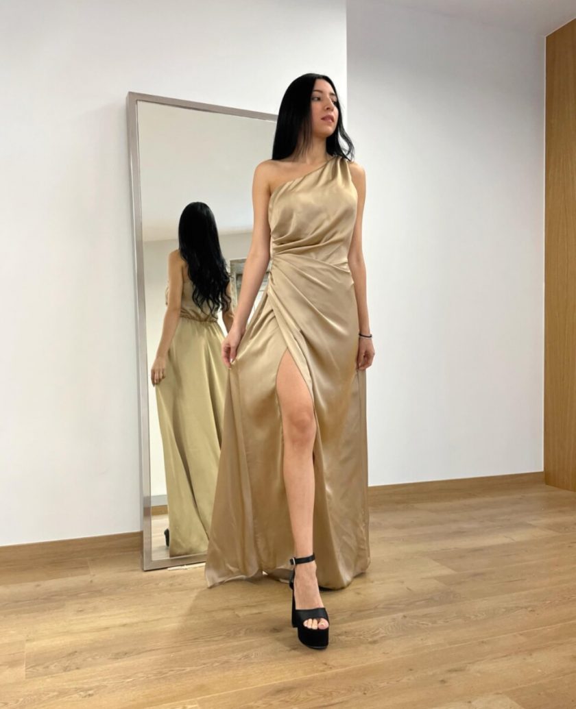 Vestido Asimétrico Seda Cola - Imagen 25