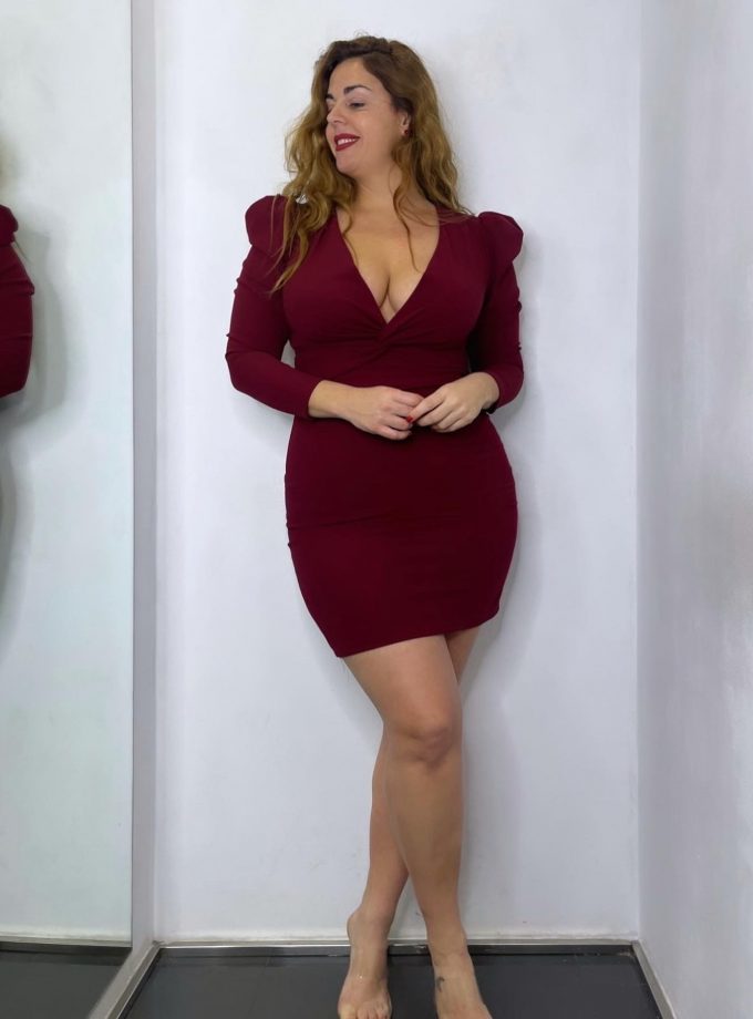 Vestido Nudo Mangas Traslúcidas