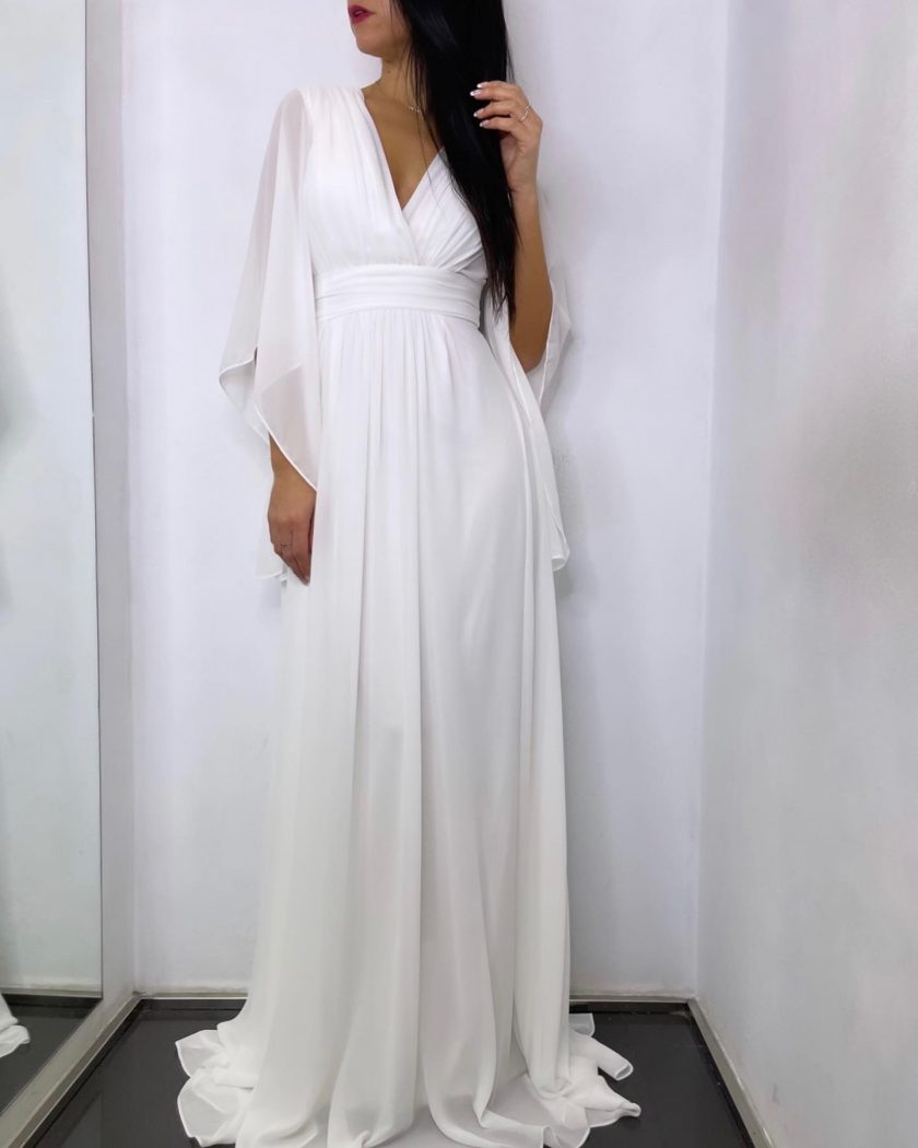 Vestido Gasa Mangas Novia Curvy - Imagen 13