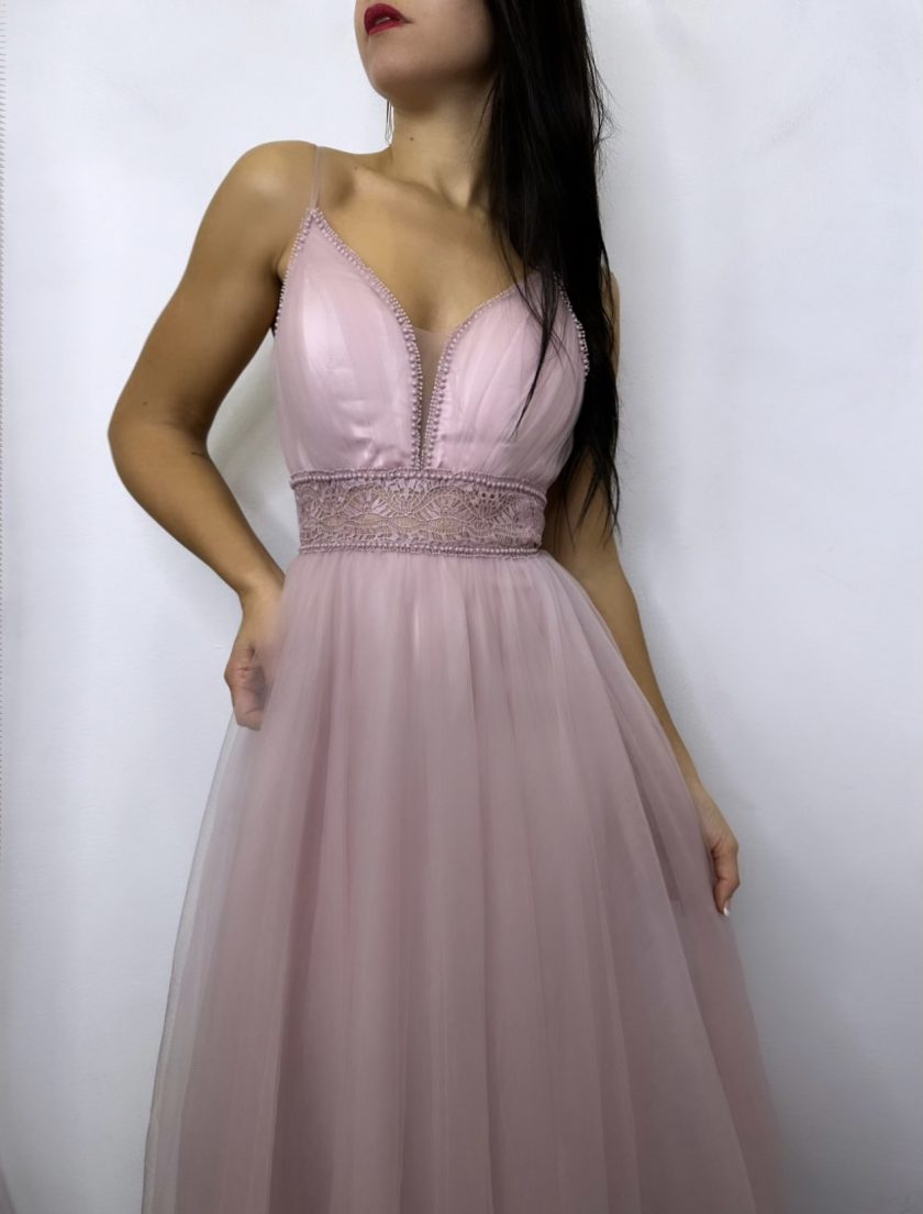 Vestido Tul Encaje Cintura