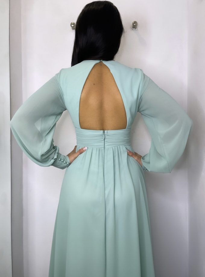 Vestido Gasa Aberturas Mangas