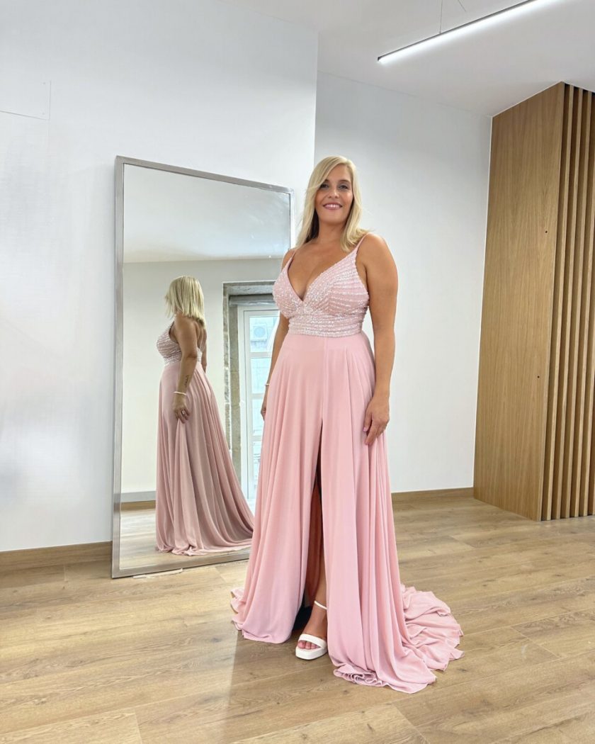 Vestido Gasa Brillos Pecho - Imagen 34