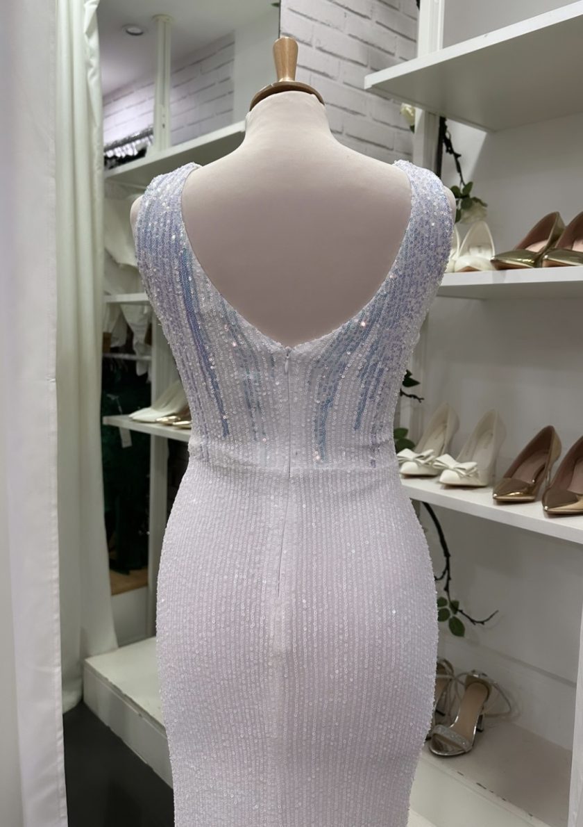 Vestido Novia Lentejuelas Cruzado - Imagen 3