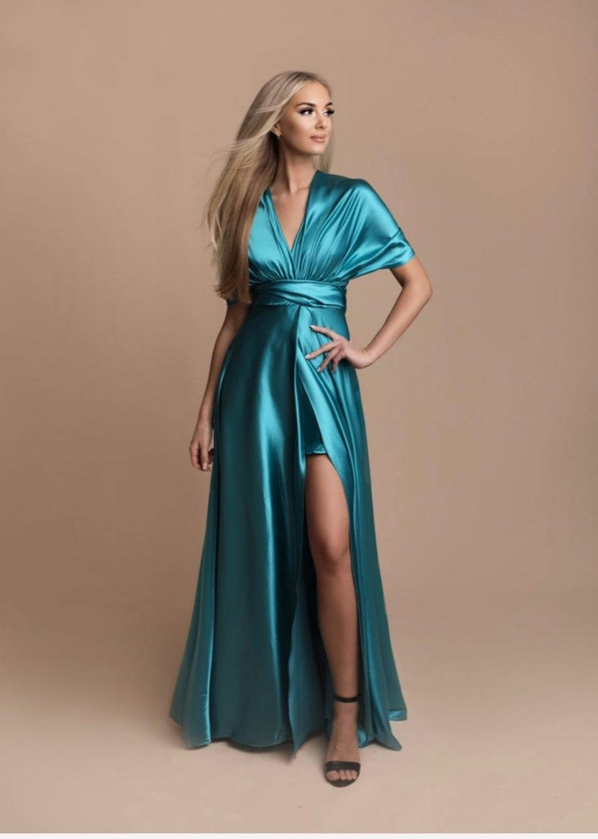 Vestido Multiposición Seda Abertura - Imagen 9