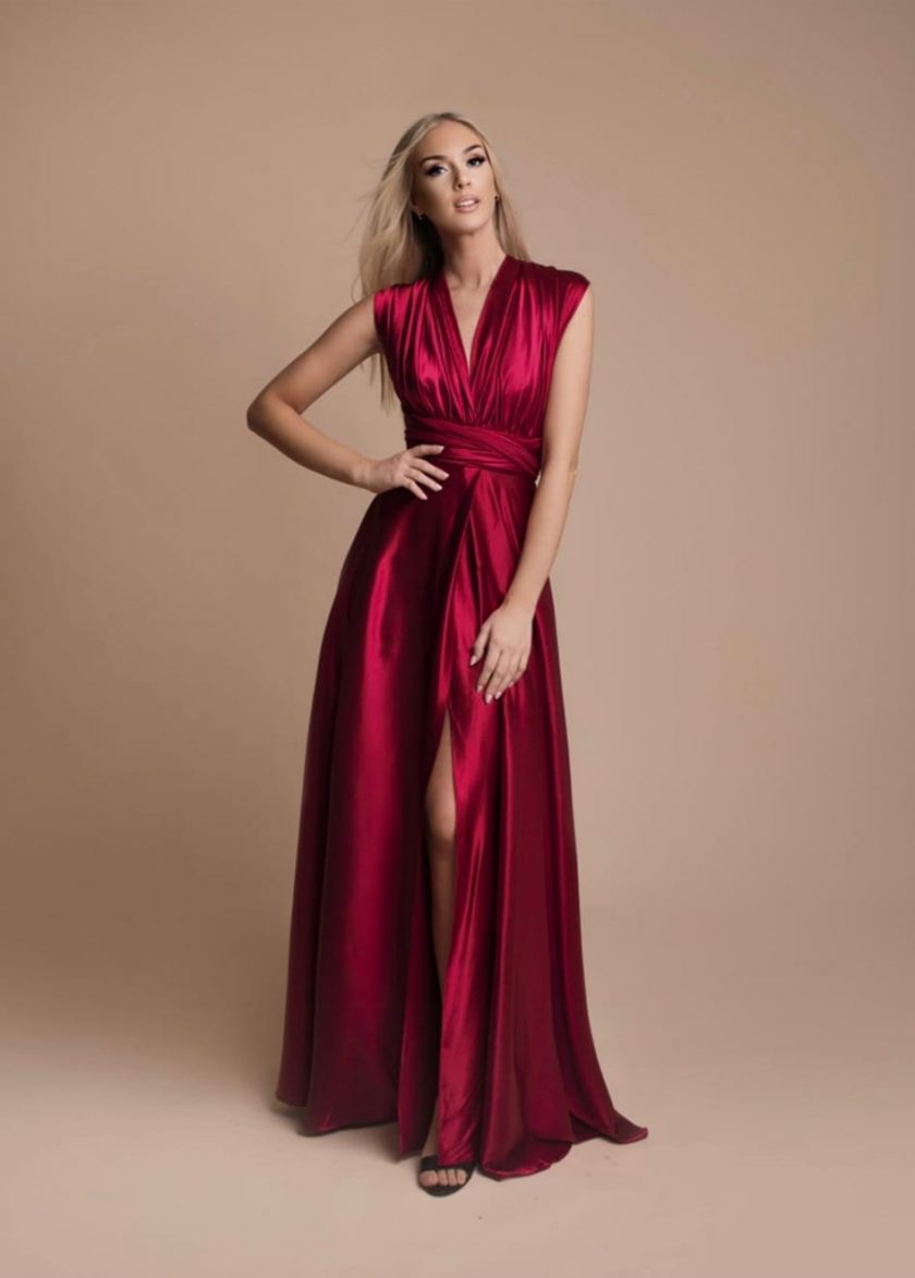 Vestido Multiposición Seda Abertura - Imagen 13